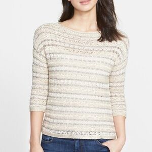 Lucky Brand Knit Metallic Pullover Cotton 3/4 Sleeve Sweater size 3X